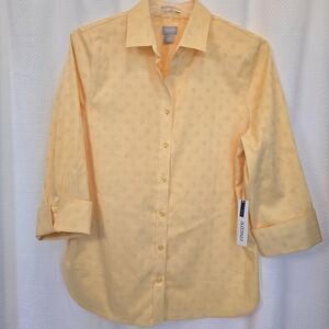 NWT Chico's No-Iron Chic Stretch Top, Golden Haze, Size 8 / M Chico's Size 1